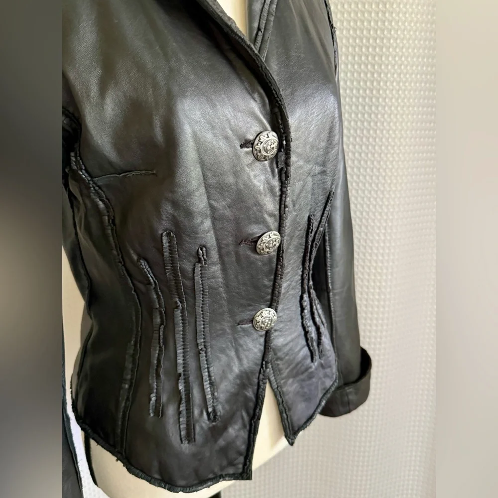 DANIER Y2K black leather Jacket size XS - Picture 10 of 15